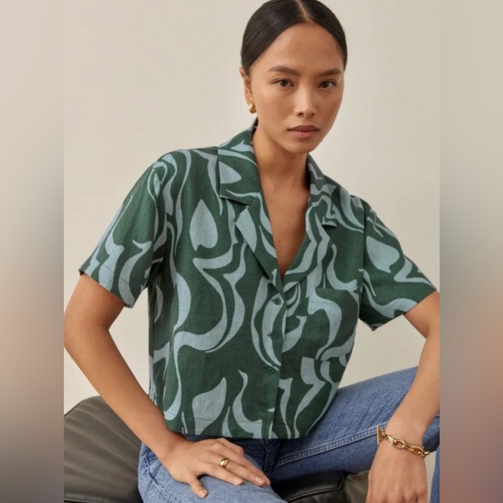 Reformation Lennie Linen Shirt in Size M